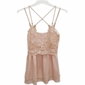 Feager Pink Balletcore Pastel CoquetteGirl Babydoll Lace Crisscross Strap Sz Sm